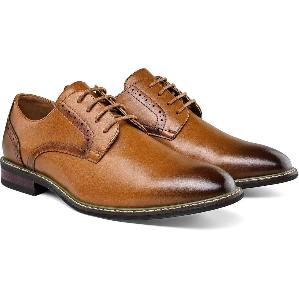 Men's Brown Dress Shoes Formal Classic Business Lace up Oxford Shoes Wide Width